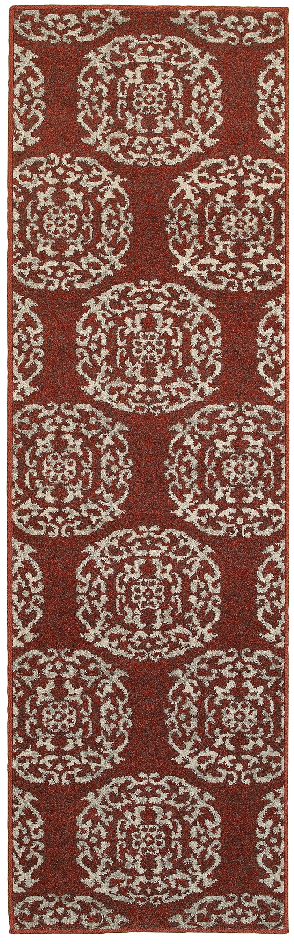 Highlands Red Beige Traditional Medallion Indoor Rug