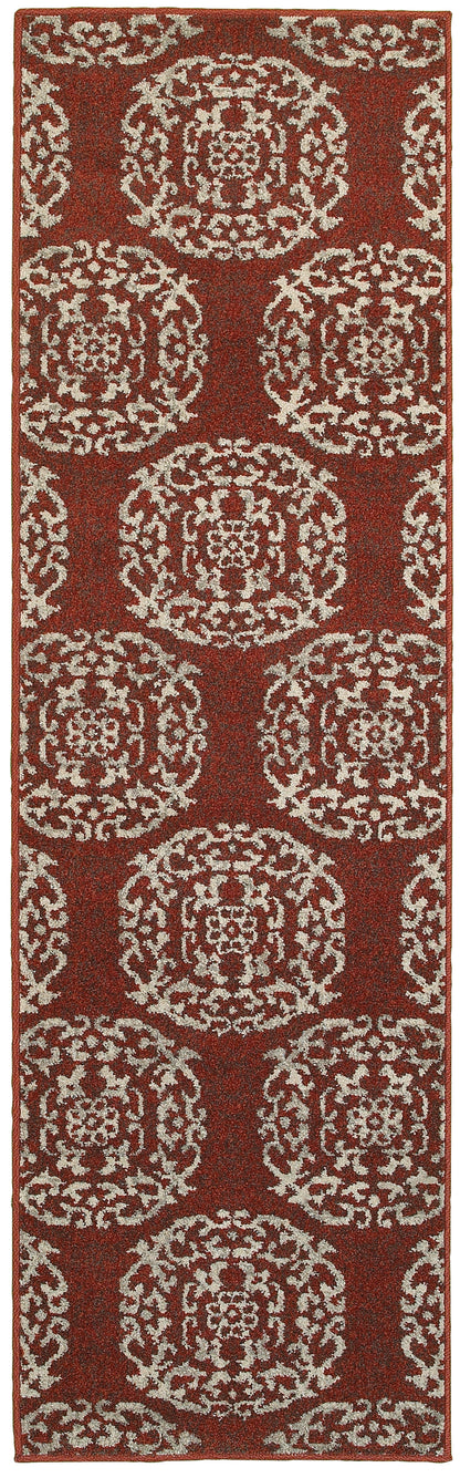 Highlands Red Beige Traditional Medallion Indoor Rug