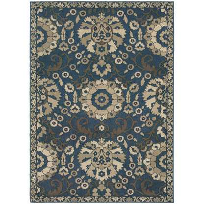 Highlands Midnight Beige Traditional Medallion Indoor Rug