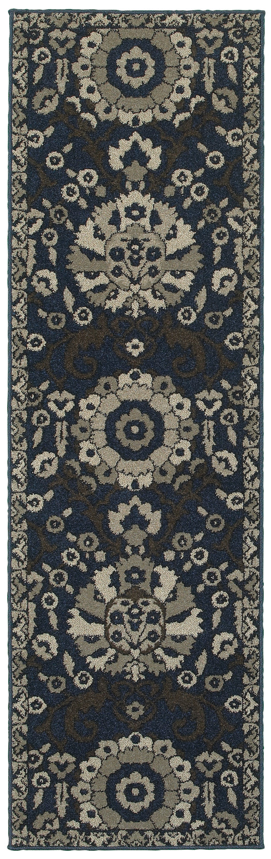 Highlands Midnight Beige Traditional Medallion Indoor Rug