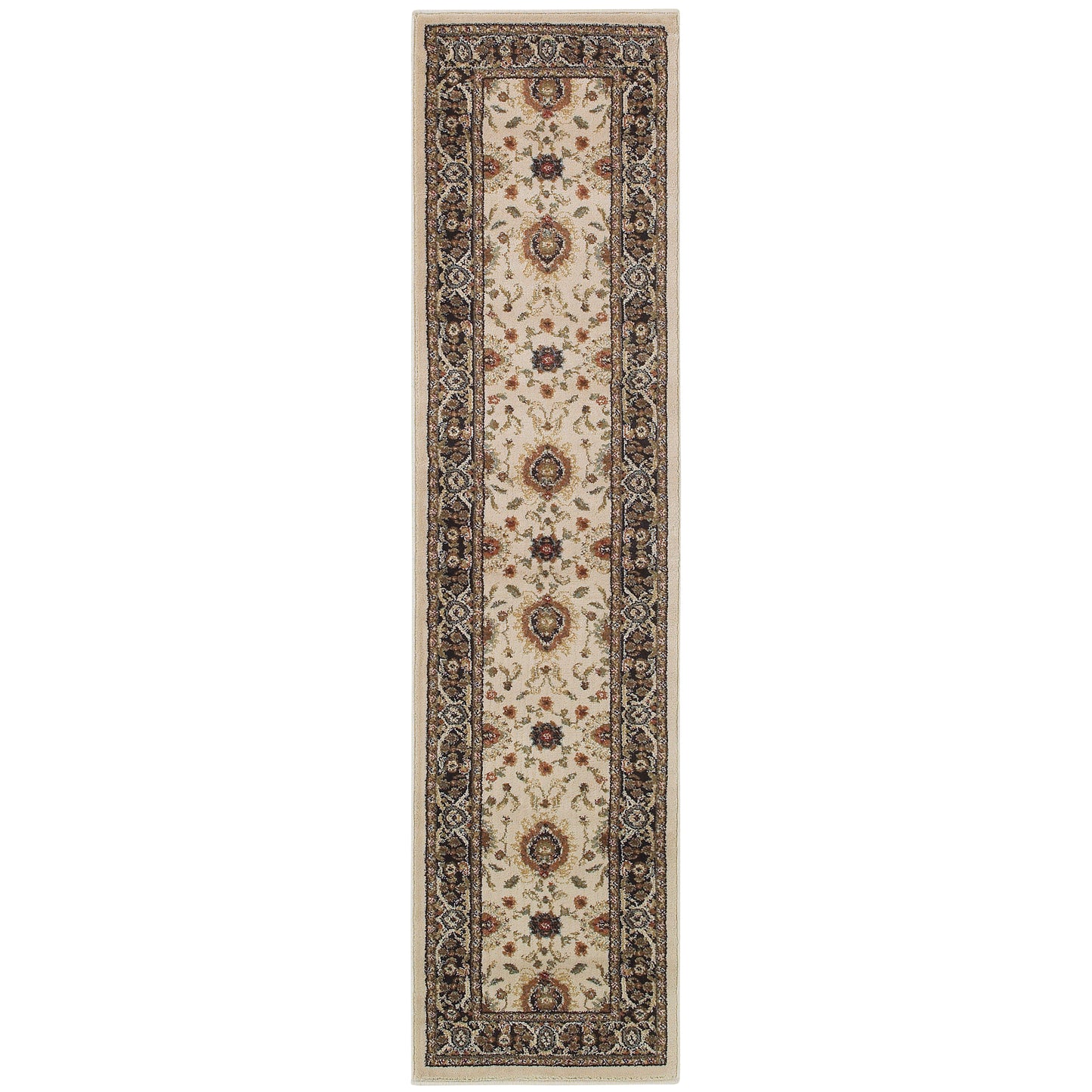 Hudson Beige Black Traditional Oriental Indoor Rug