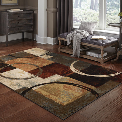 Hudson Brown Black Modern & Contemporary Abstract Indoor Rug