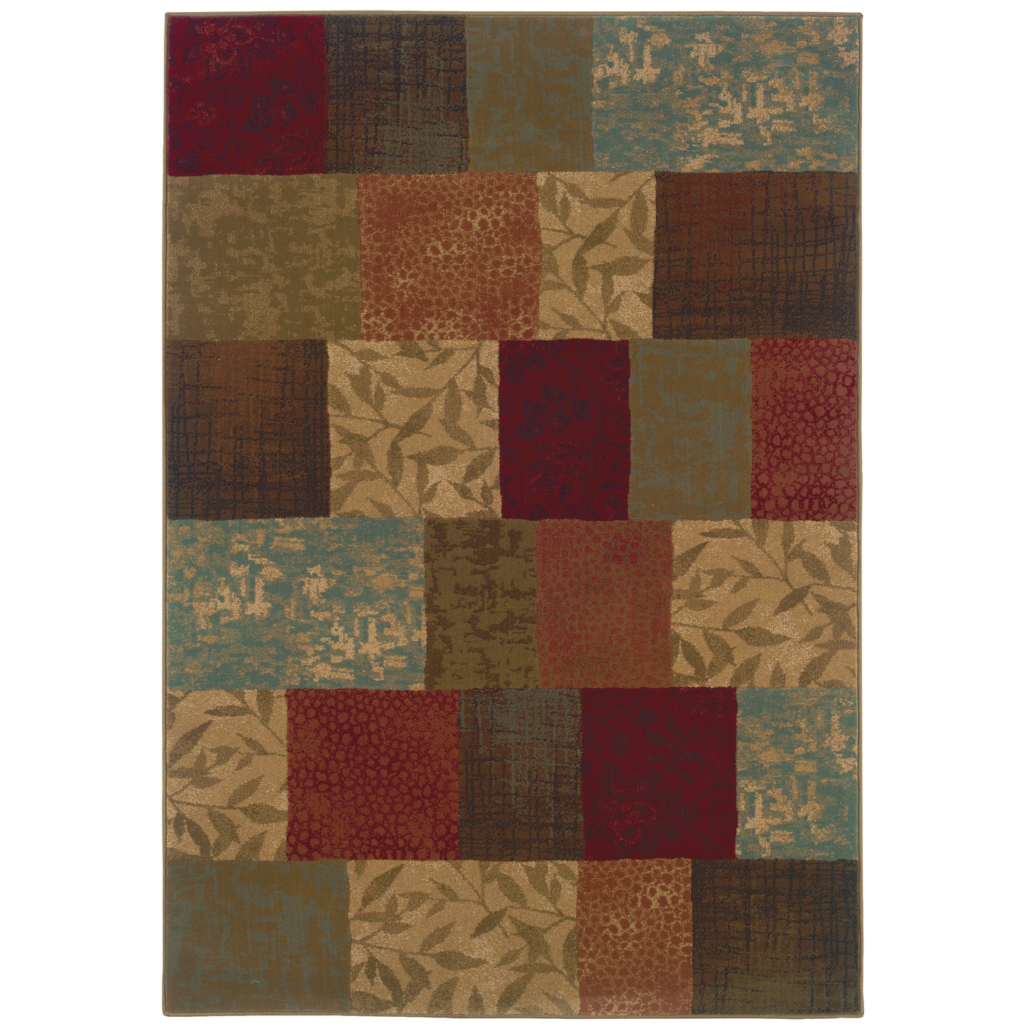 Hudson Green Red Transitional Geometric Indoor Rug