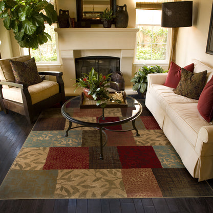 Hudson Green Red Transitional Geometric Indoor Rug