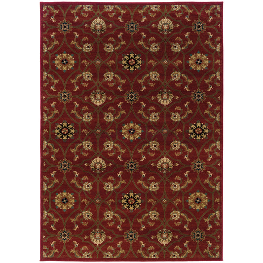 Hudson Red Brown Traditional Floral Indoor Rug