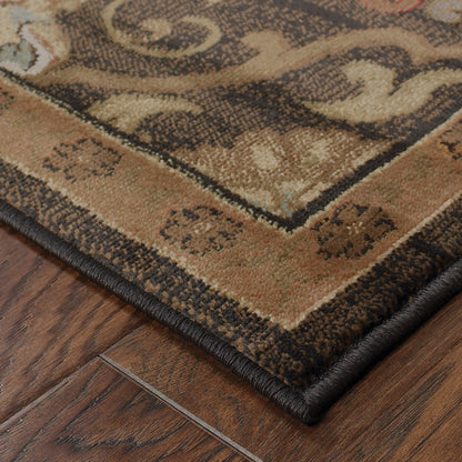 Hudson Brown Beige Traditional Oriental Indoor Rug