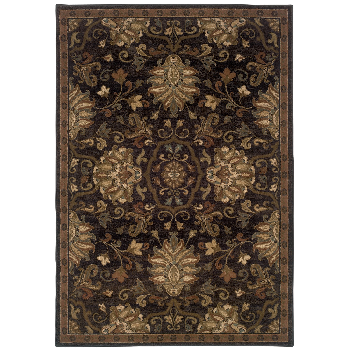 Hudson Brown Beige Traditional Oriental Indoor Rug