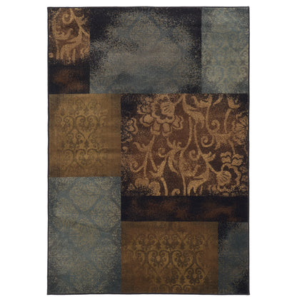 Hudson Blue Brown Global Geometric Indoor Rug