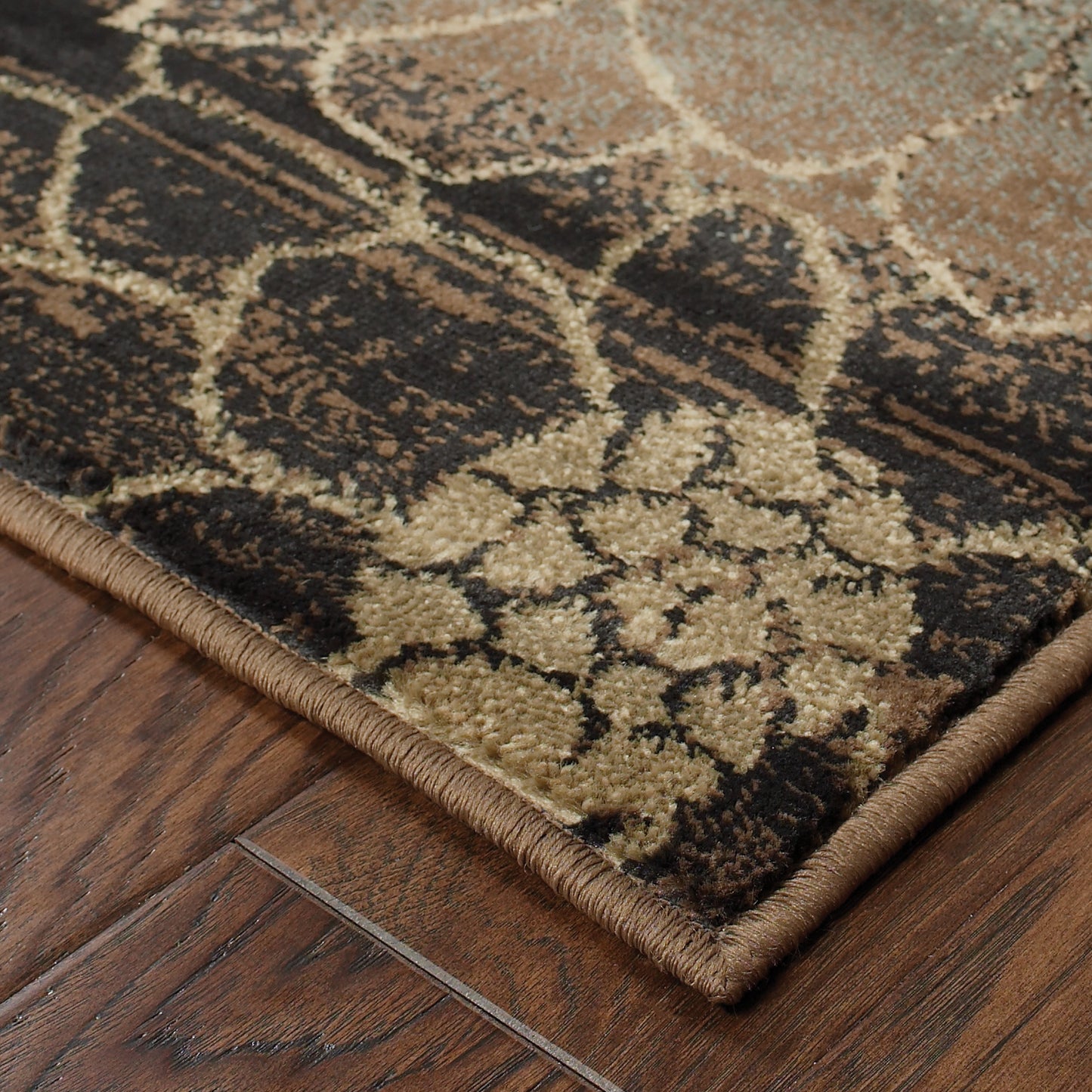 Hudson Brown Beige Bohemian Floral Indoor Rug