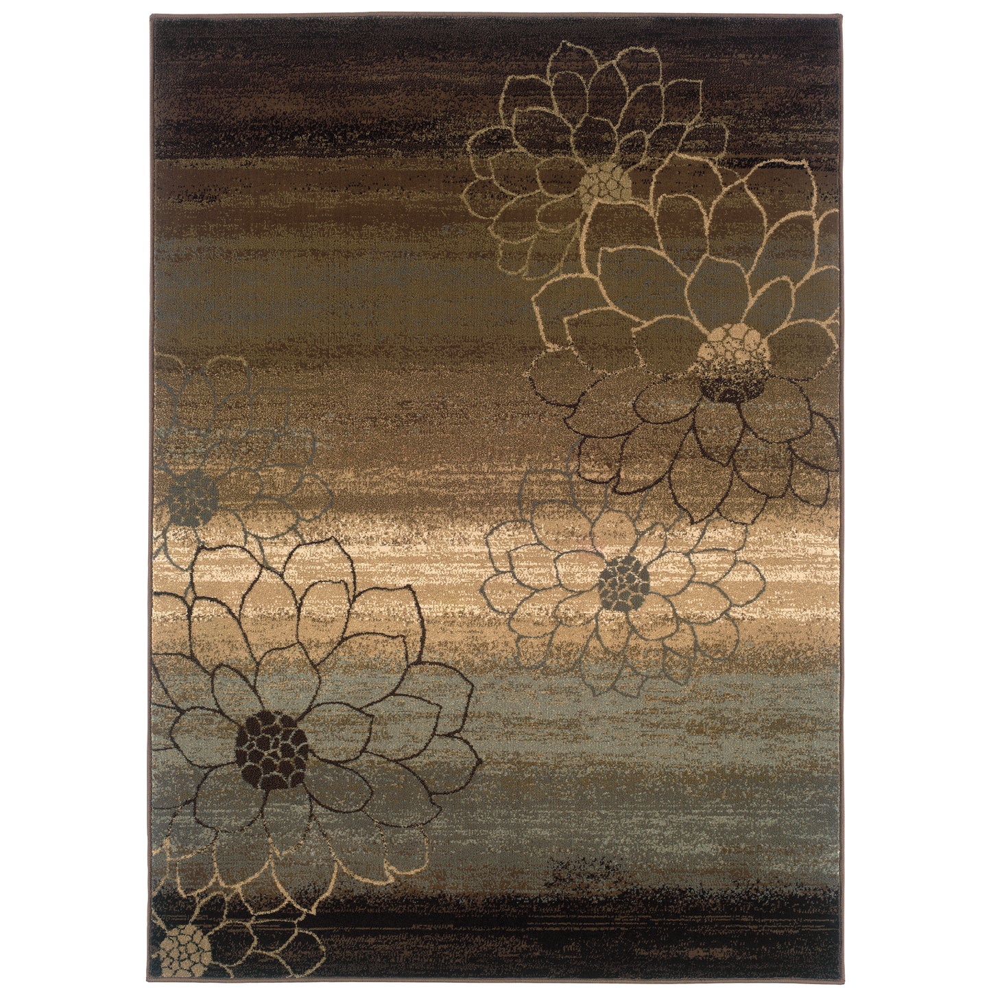 Hudson Brown Beige Bohemian Floral Indoor Rug