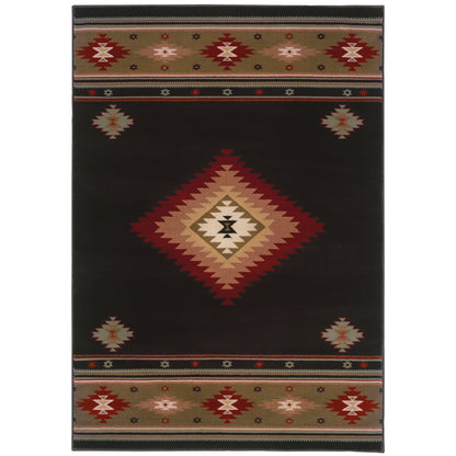 Hudson Black Green Southwestern Southwest/Lodge Indoor Rug