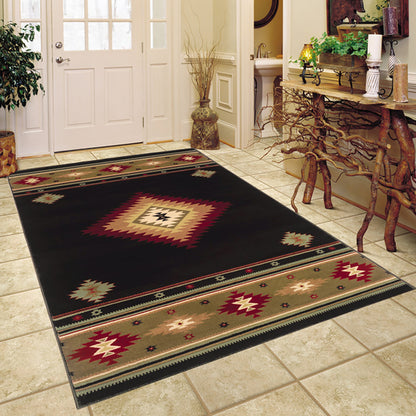 Hudson Black Green Southwestern Southwest/Lodge Indoor Rug