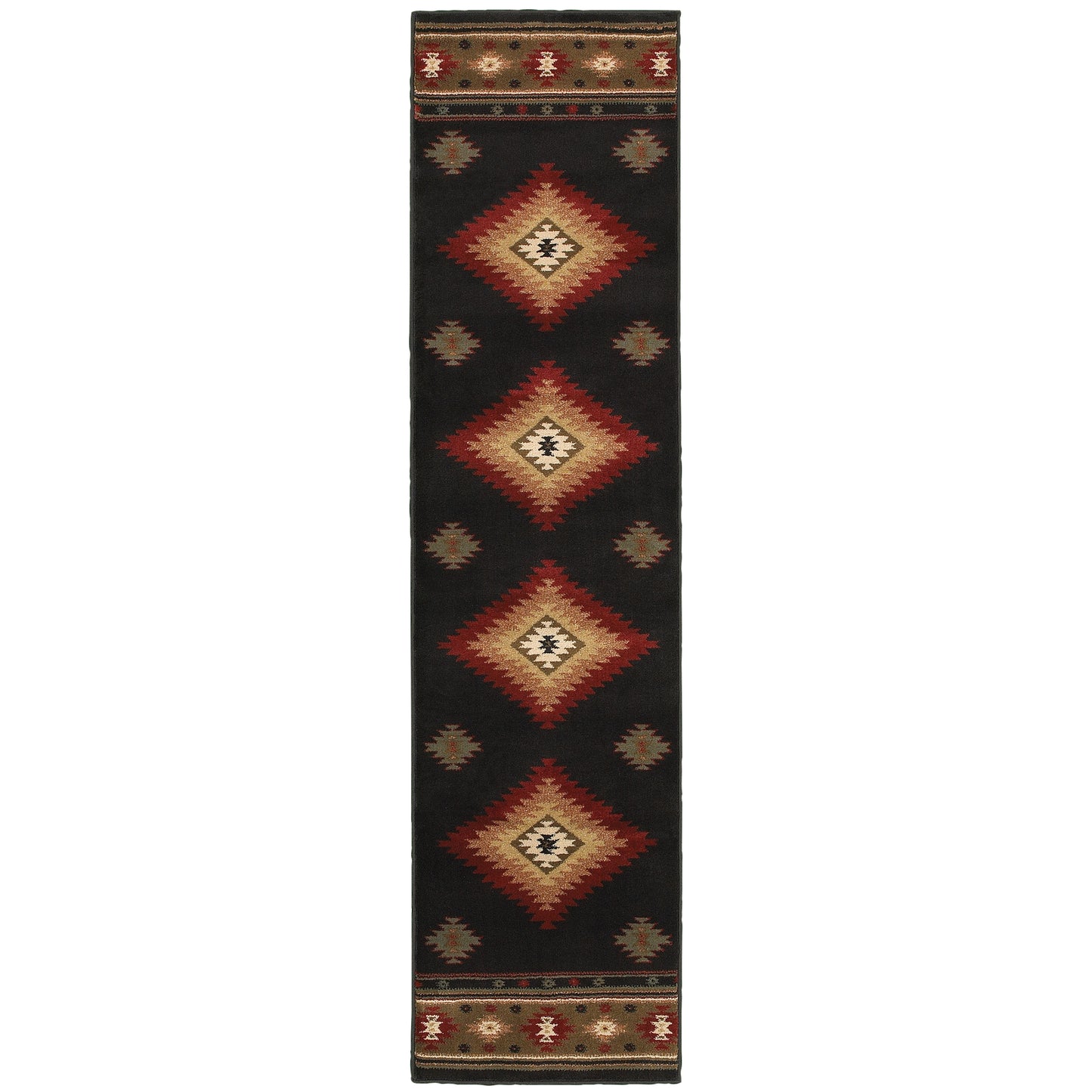 Hudson Black Green Southwestern Southwest/Lodge Indoor Rug