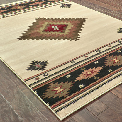 Hudson Beige Green Southwestern Southwest/Lodge Indoor Rug