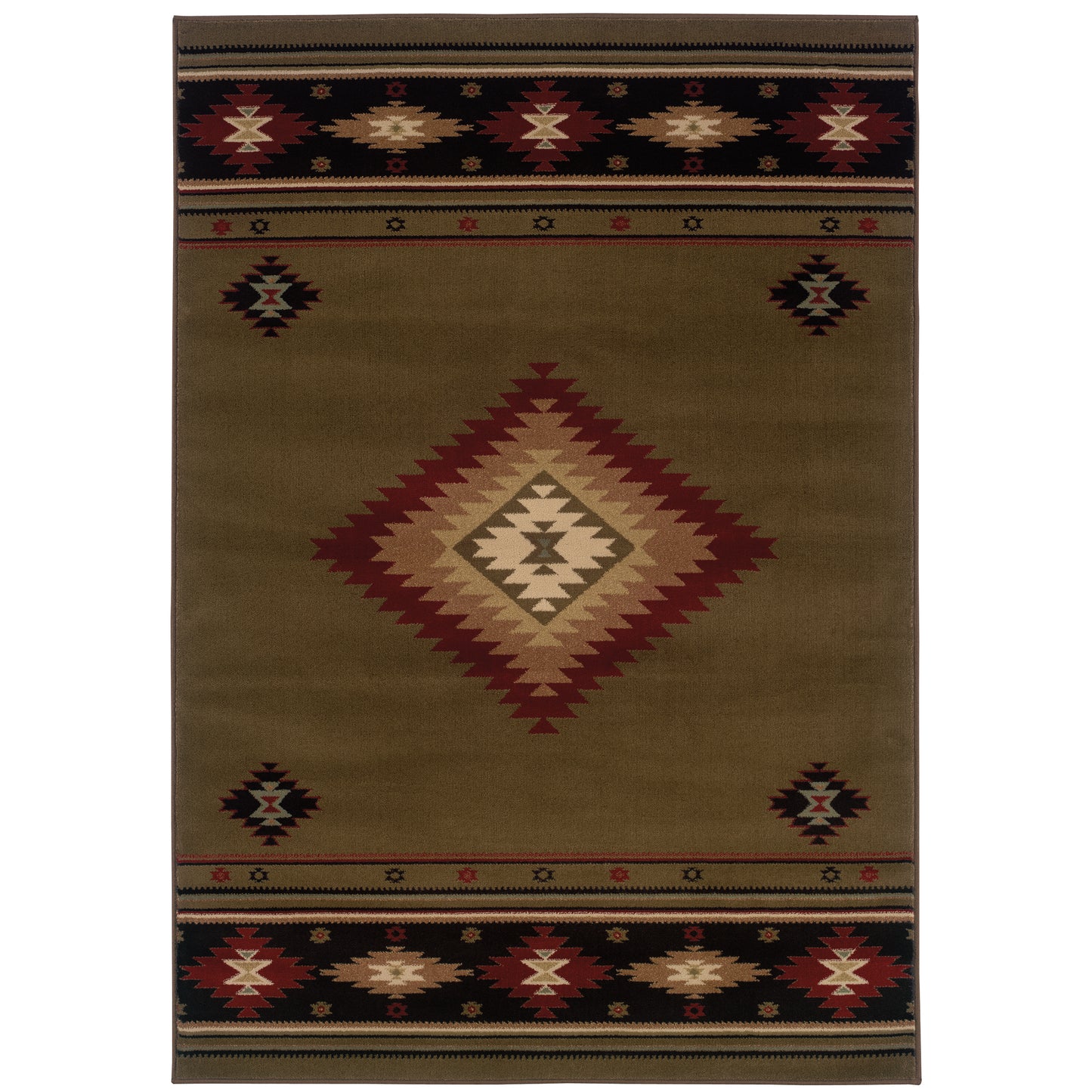 Hudson Green Red Southwestern Southwest/Lodge Indoor Rug