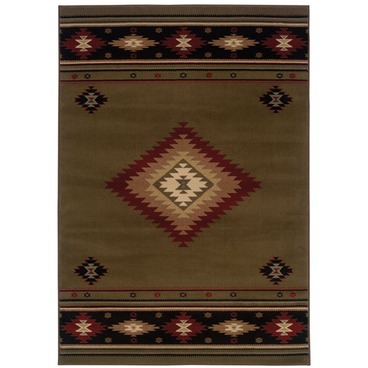 Hudson Green Red Southwestern Southwest/Lodge Indoor Rug