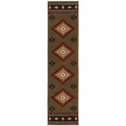 Hudson Green Red Southwestern Southwest/Lodge Indoor Rug