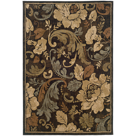 Huntington Brown Beige Modern & Contemporary Floral Indoor Rug