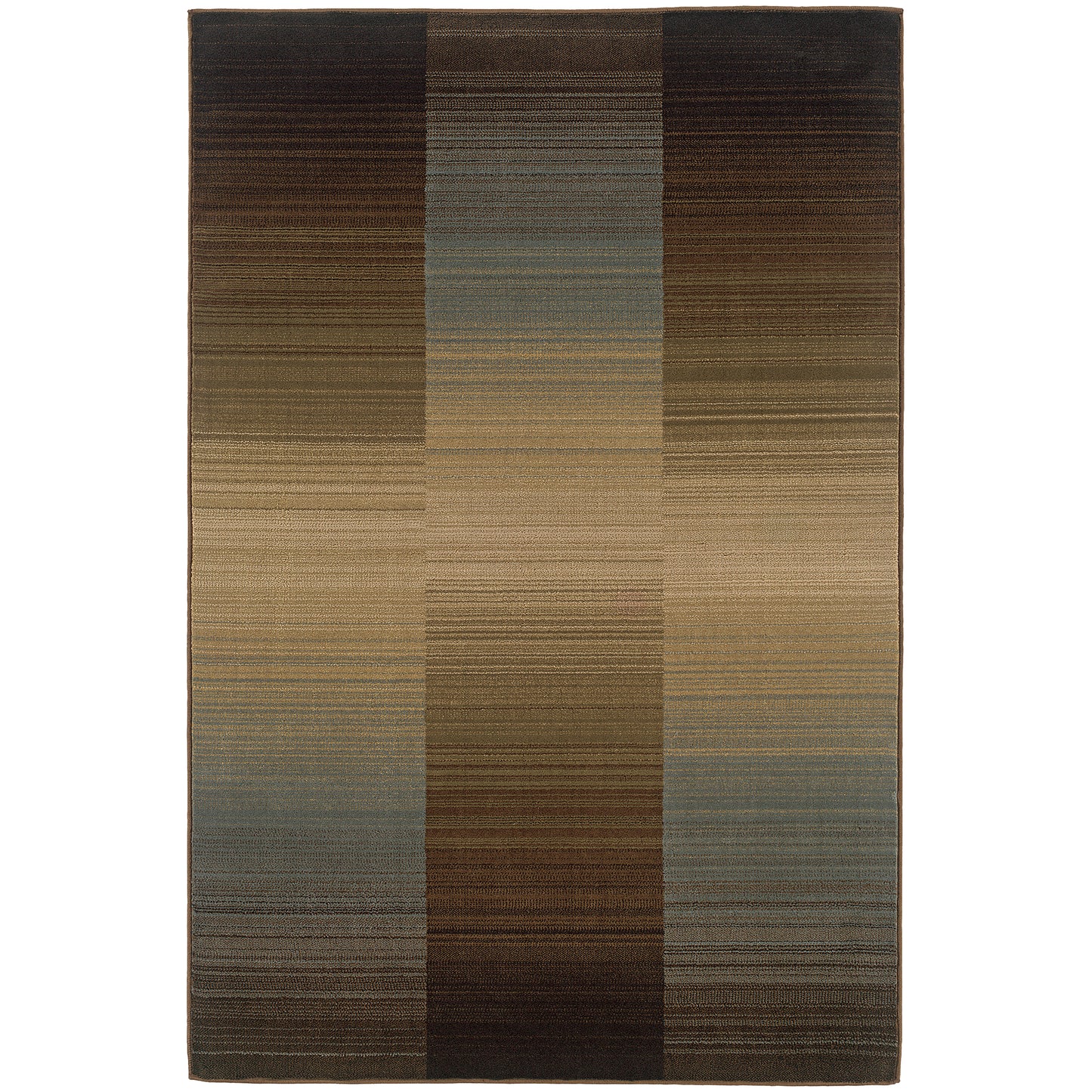 Huntington Brown Blue Modern & Contemporary Striped Indoor Rug