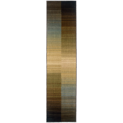 Huntington Brown Blue Modern & Contemporary Striped Indoor Rug