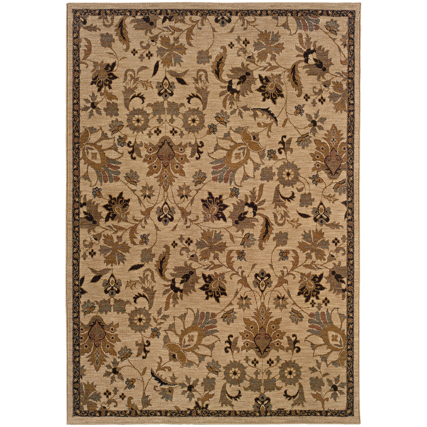 Infinity Beige Tan Casual Floral Indoor Rug