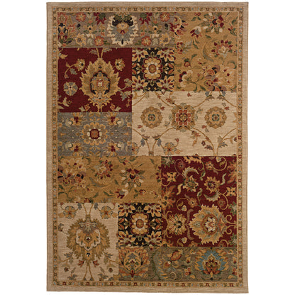 Infinity Beige Red Casual Floral Indoor Rug