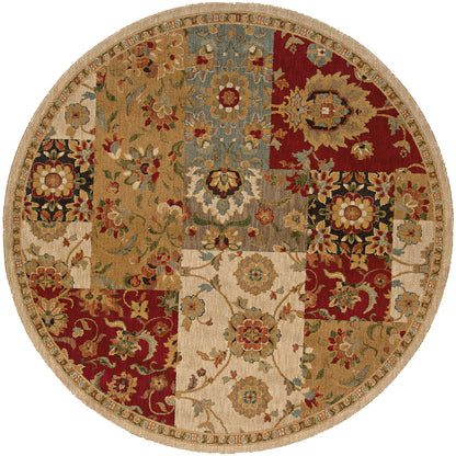 Infinity Beige Red Casual Floral Indoor Rug