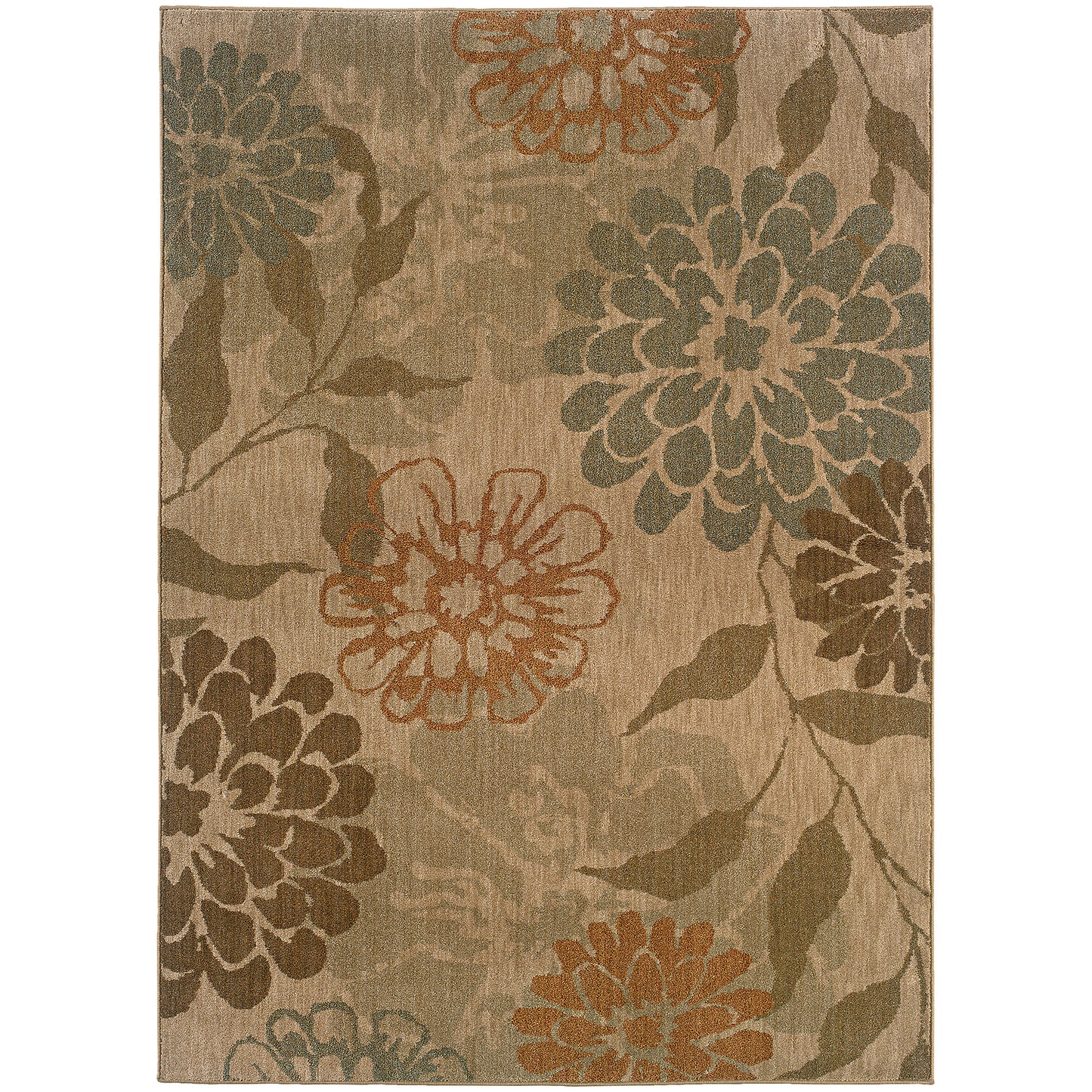 Infinity Beige Green Casual Floral Indoor Rug