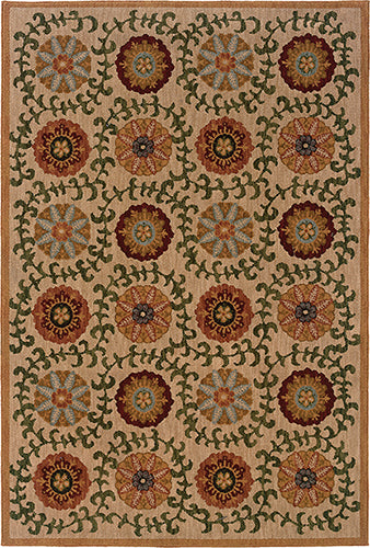 Infinity Beige Green Casual Floral Indoor Rug