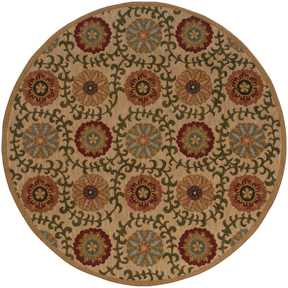 Infinity Beige Green Casual Floral Indoor Rug