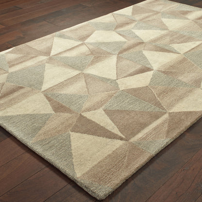 Infused Beige Grey Modern & Contemporary Geometric Indoor Rug