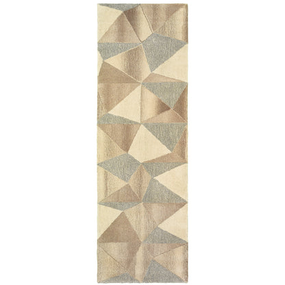 Infused Beige Grey Modern & Contemporary Geometric Indoor Rug