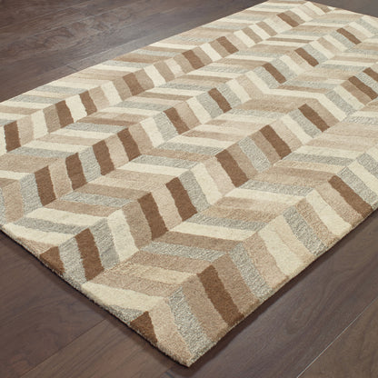 Infused Beige Grey Modern & Contemporary Geometric Indoor Rug