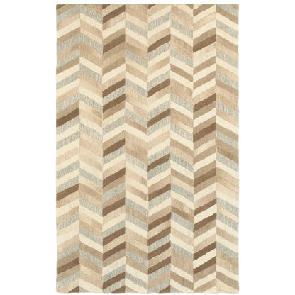 Infused Beige Grey Modern & Contemporary Geometric Indoor Rug