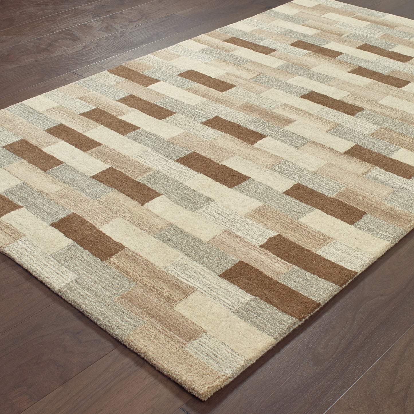 Infused Beige Grey Modern & Contemporary Geometric Indoor Rug