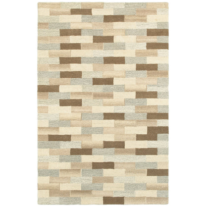 Infused Beige Grey Modern & Contemporary Geometric Indoor Rug