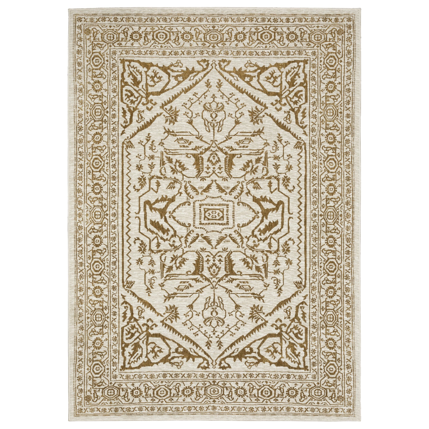 Intrigue Ivory Gold Traditional Oriental Indoor Rug