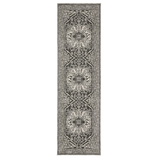 Intrigue Grey Ivory Traditional Oriental Indoor Rug