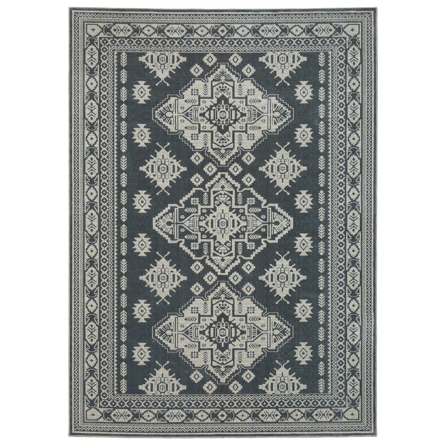 Intrigue Blue Grey Traditional Oriental Indoor Rug