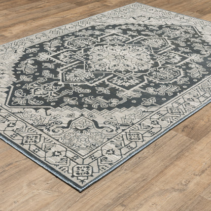 Intrigue Blue Grey Traditional Oriental Indoor Rug