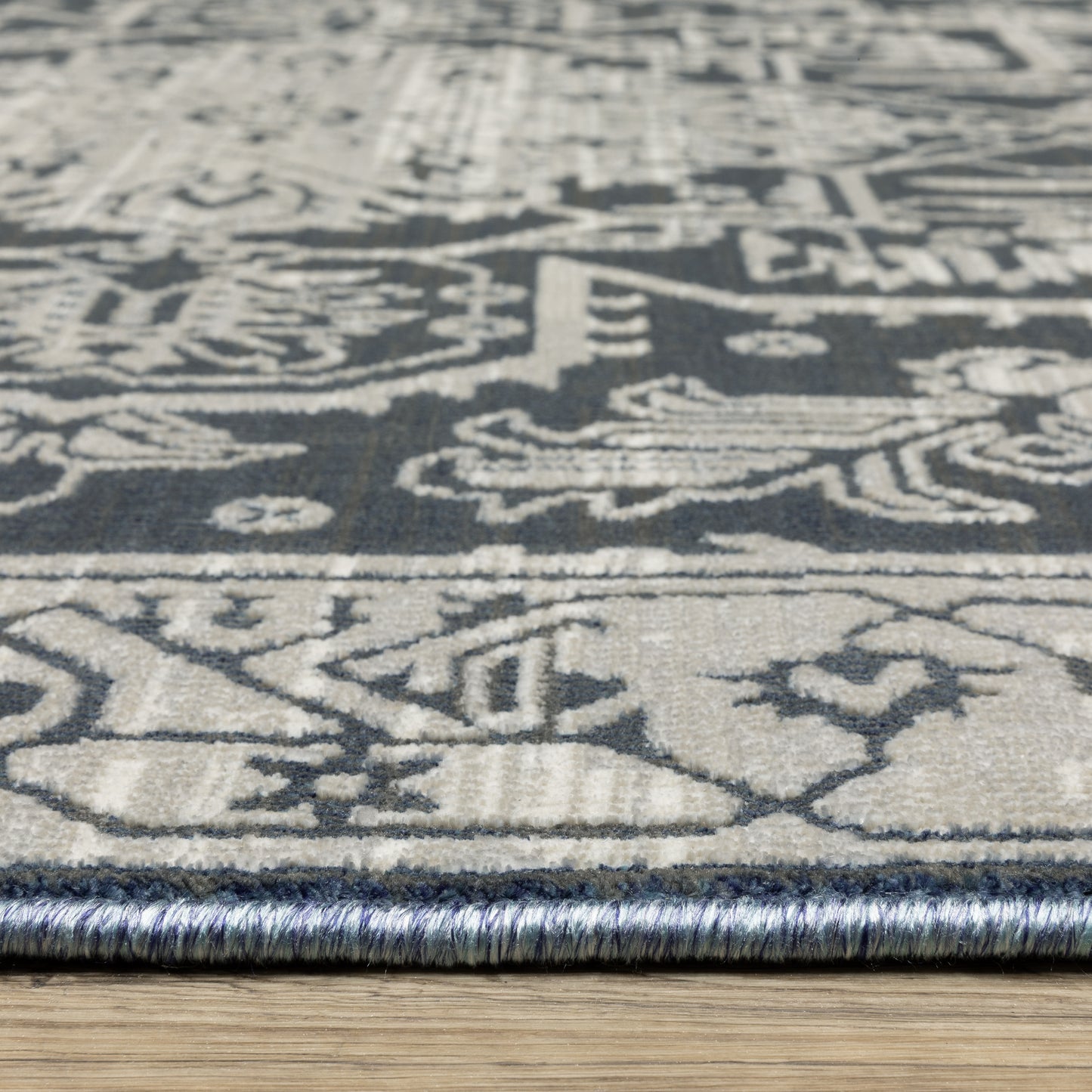 Intrigue Blue Grey Traditional Oriental Indoor Rug