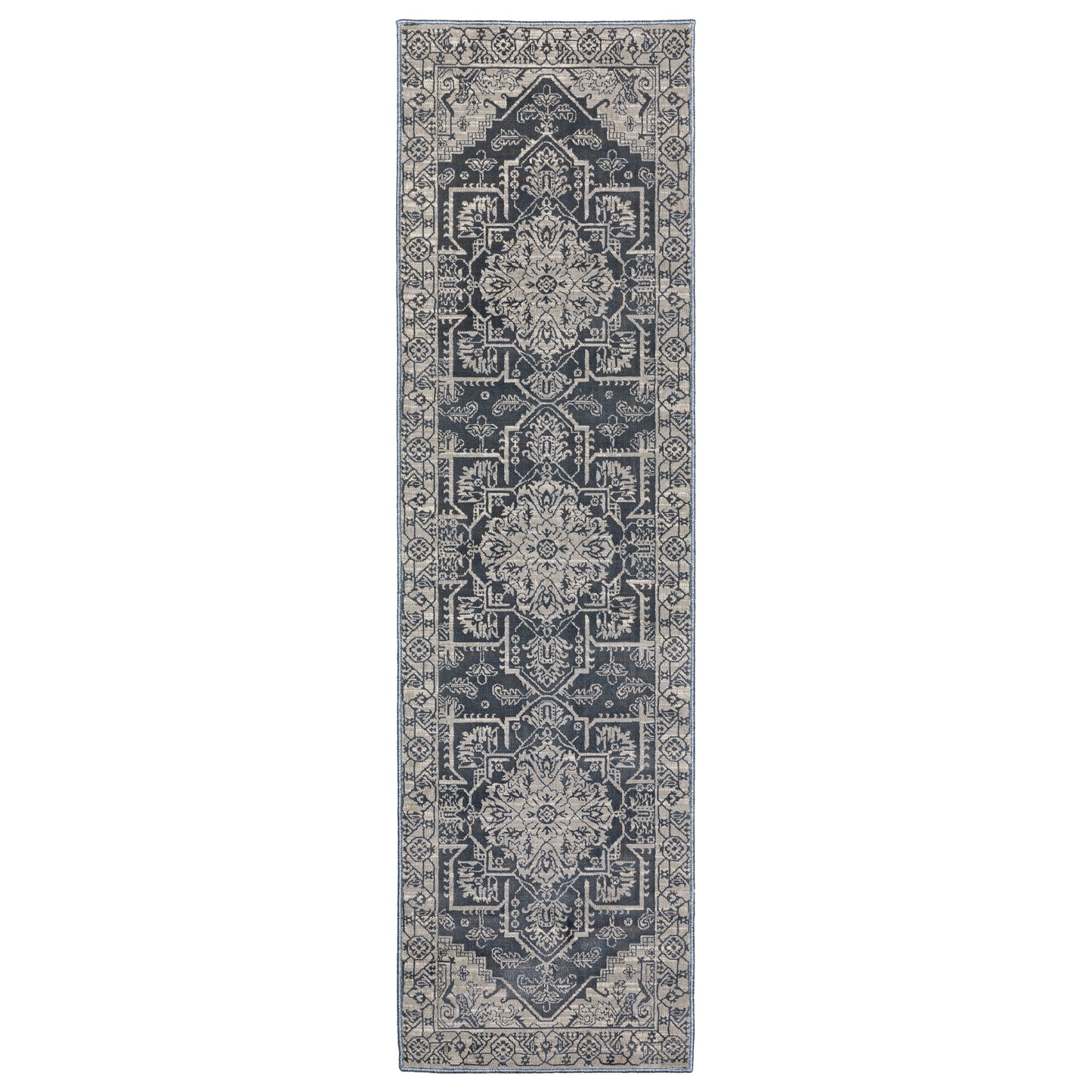 Intrigue Blue Grey Traditional Oriental Indoor Rug