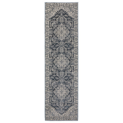 Intrigue Blue Grey Traditional Oriental Indoor Rug