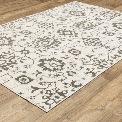 Intrigue Ivory Grey Traditional Oriental Indoor Rug