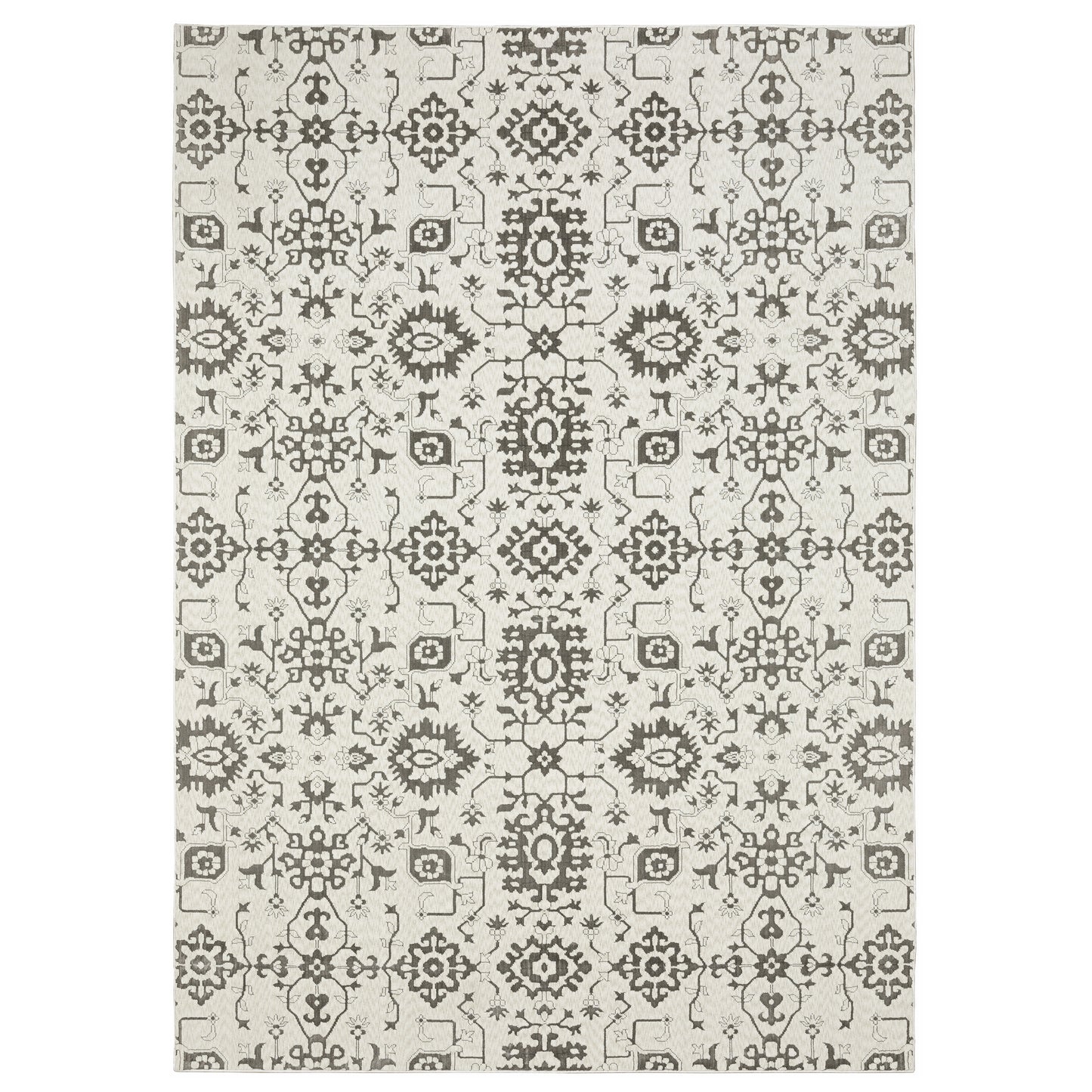 Intrigue Ivory Grey Traditional Oriental Indoor Rug