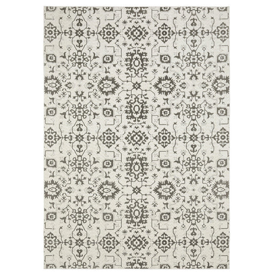 Intrigue Ivory Grey Traditional Oriental Indoor Rug