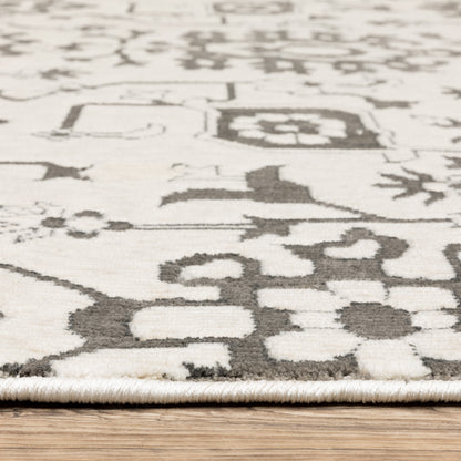 Intrigue Ivory Grey Traditional Oriental Indoor Rug