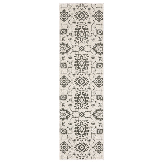 Intrigue Ivory Grey Traditional Oriental Indoor Rug