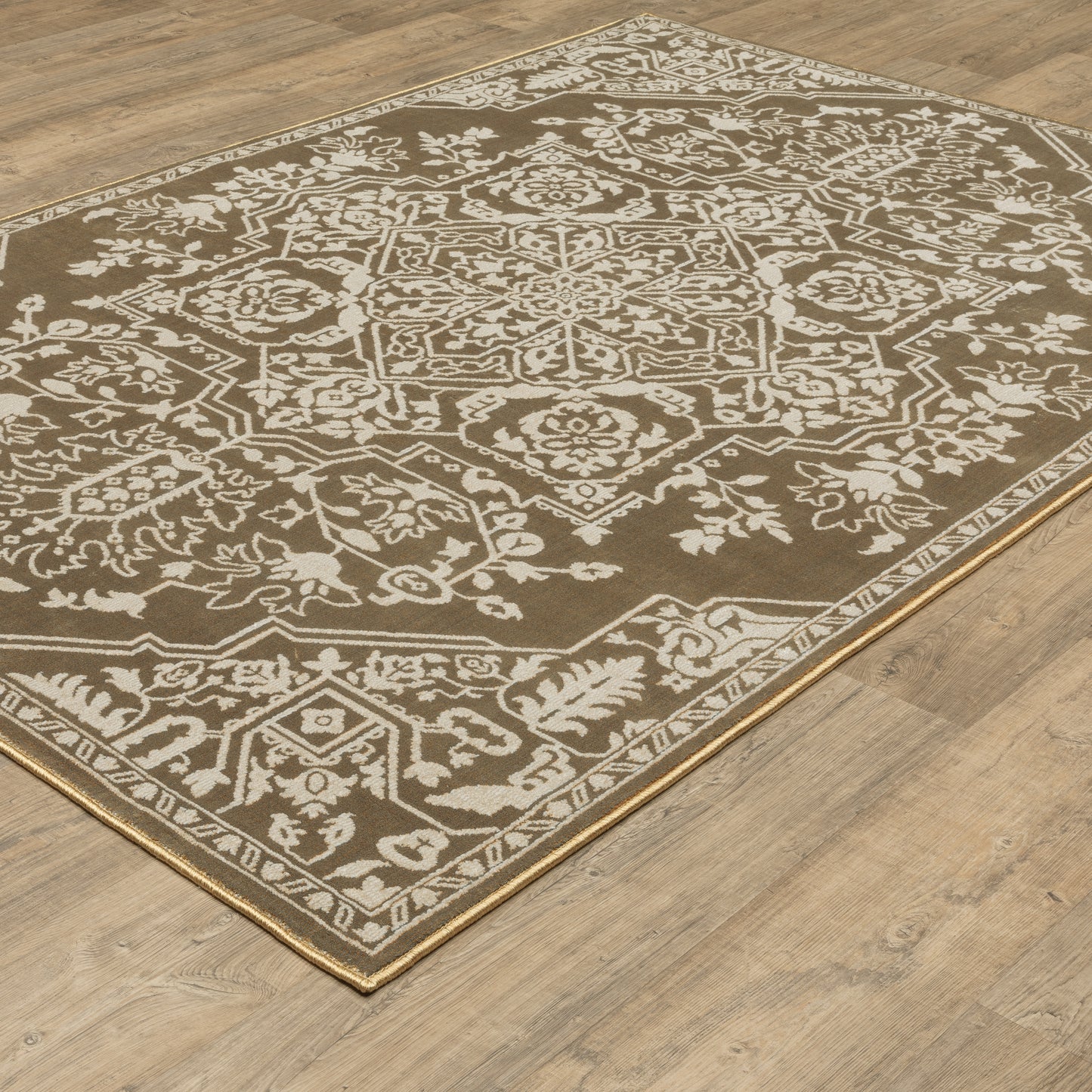 Intrigue Gold Beige Traditional Oriental Indoor Rug