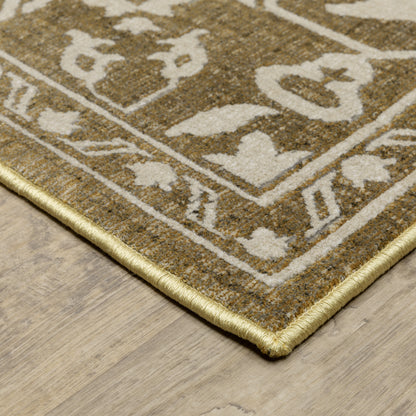 Intrigue Gold Beige Traditional Oriental Indoor Rug